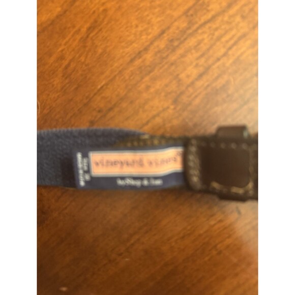 Vineyard Vines Canvas Club Belt Mens 30 Blue Whales USA Leather Preppy Nautical main image 7